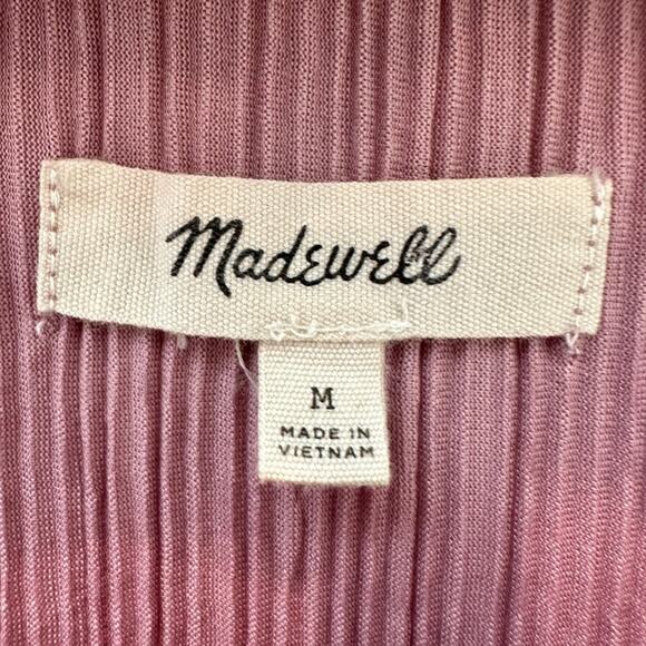 MADEWELL | Textured & Thread Pink Pleated Blouse | Medium - Picture 6 of 8